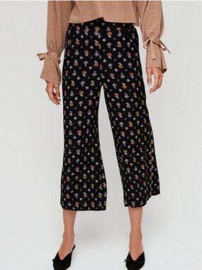 Wilfred Aritzia Faun Floral Wide Leg Tie Waist Pant Size Small